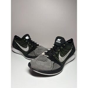 Nike Flyknit Racer Running Shoes Oreo Black White Volt 526628-011 Men's Size 10
